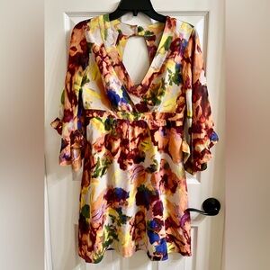 Anthropologie MAEVE Deloria Silk Watercolour Dress Size 2